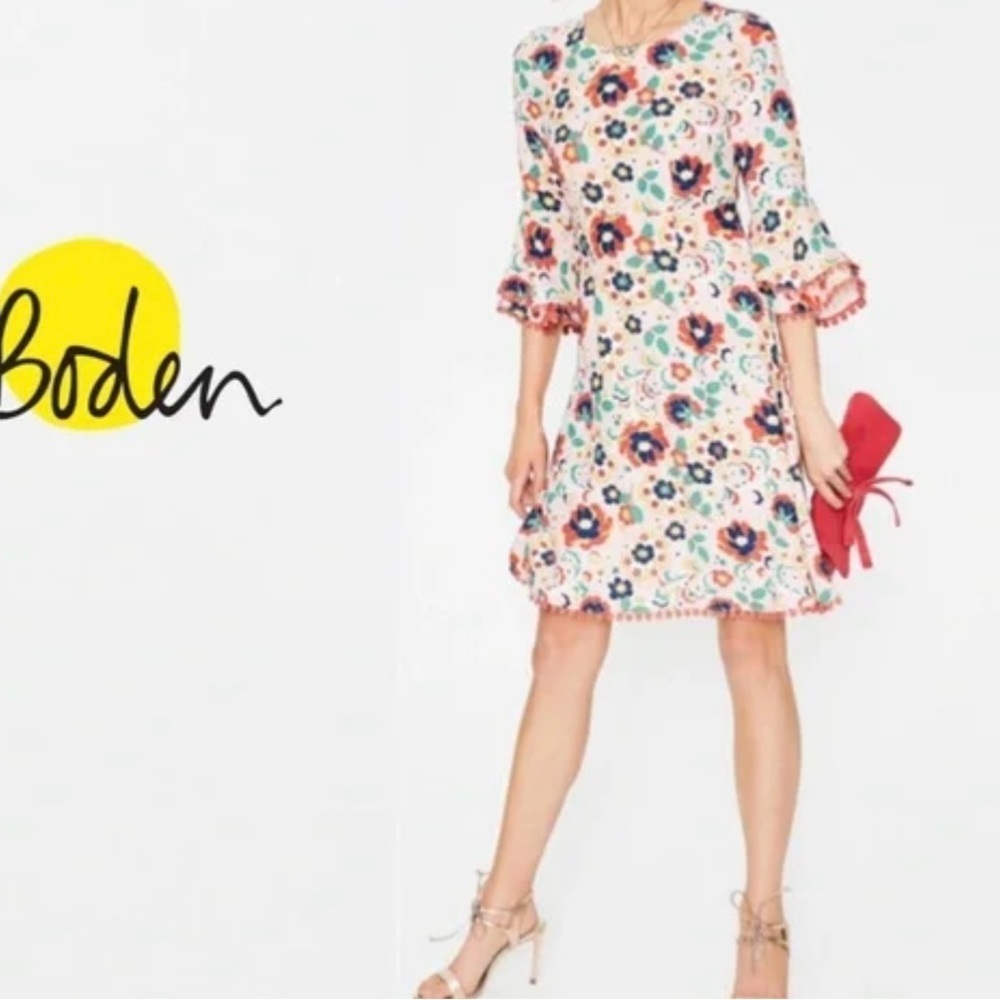 Boden Carmen Floral Bell Ruffle Sleeve - Size 6